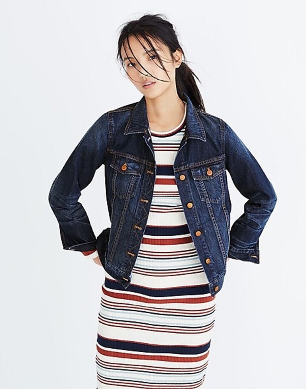 Madewell Womens XS Jean Jacket Briarwood H8341 Denim Cotton Western Cottage Blue